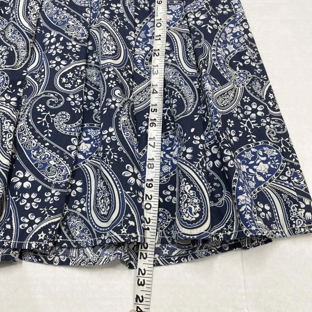Vintage Tommy Hilfiger Skirt Womens 12 Blue Paisley Bandana Pleated‎ Western